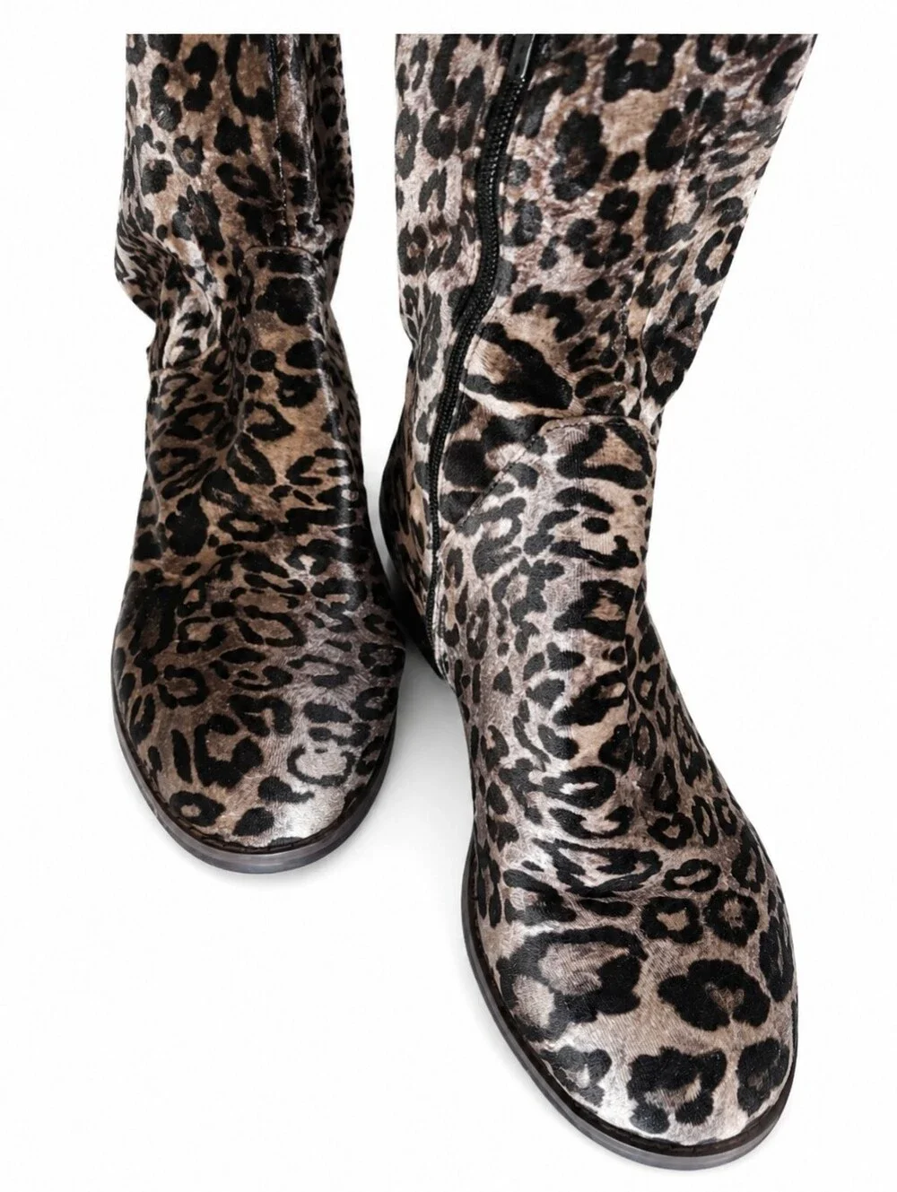 Very Volatile Leopard Knee High Boots Size 7 Y2K Slouchy Animal Print Tall Boots - Picture 5 of 12